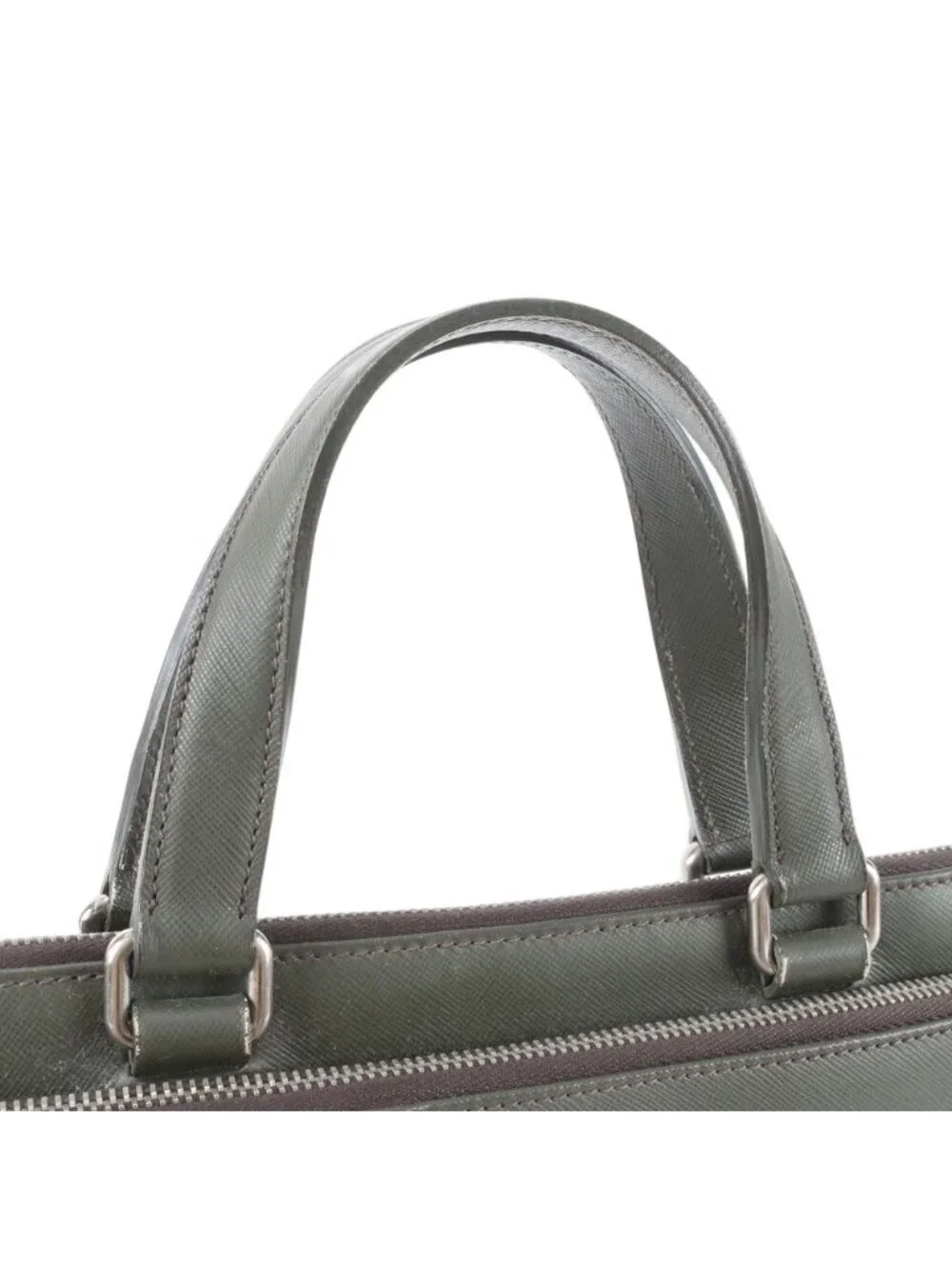 Prada Saffiano Triangle Logo Leather Business Document Briefcase